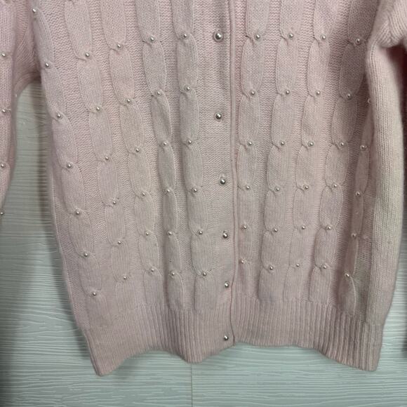 Vintage Yarn Works Lambswool and Angora Blend Pink Pearl Studded Sweater - Picture 7 of 10